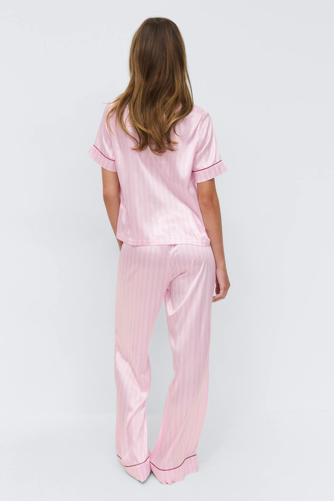 14+ satin set tall - Pink stripe