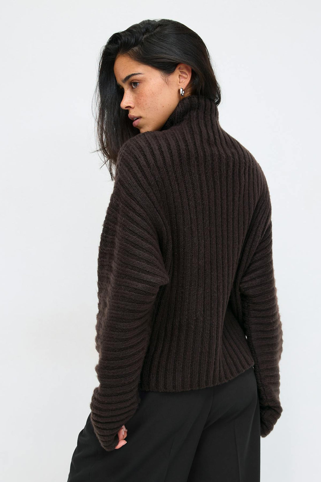 Chunky turtleneck knit sweater - Seal brown