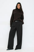 Chunky turtleneck knit sweater - Seal brown