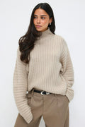 Chunky turtleneck knit sweater - Seal brown