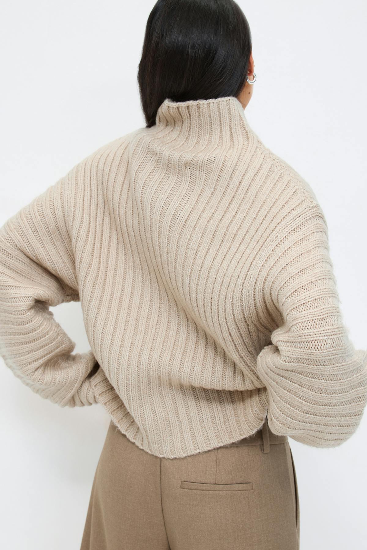 Chunky turtleneck knit sweater - Pure c