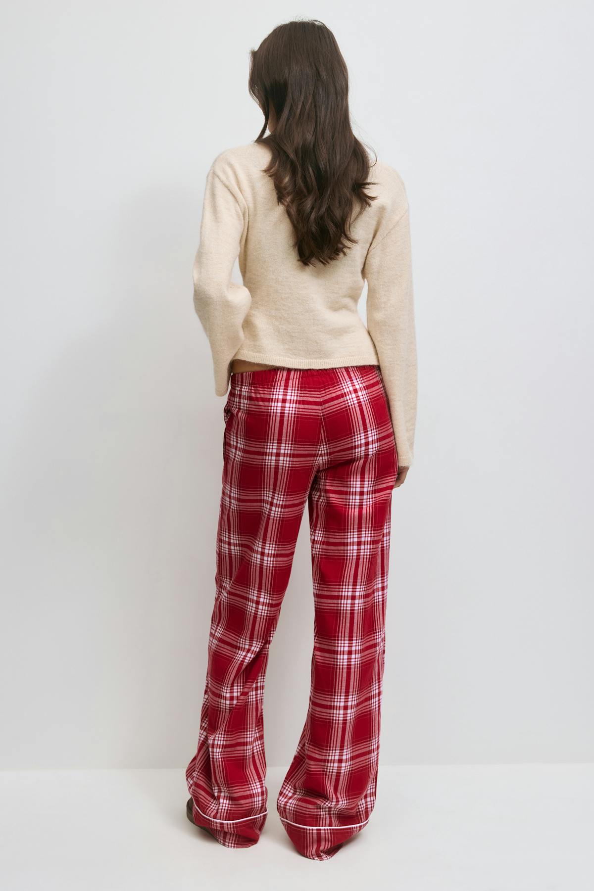 14+ flannel pj pants tall - Red check
