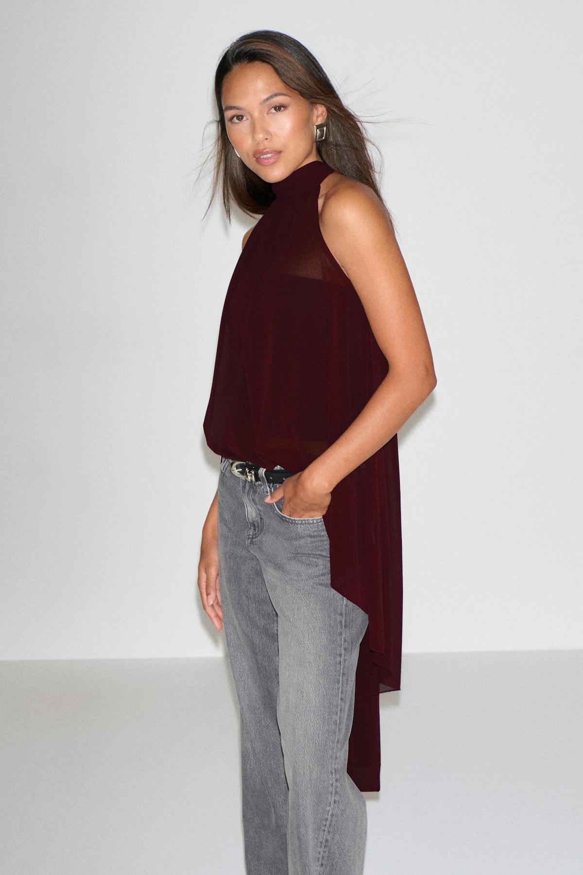 Halterneck tunic top - Noir