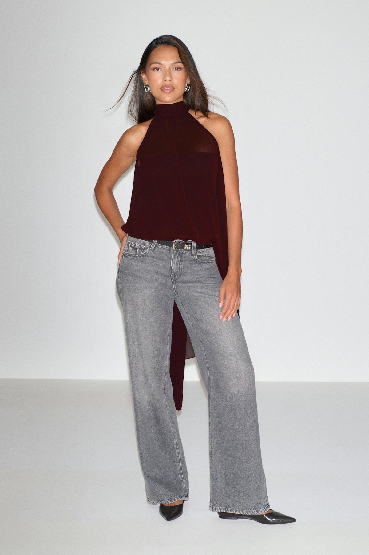 Halterneck tunic top - Bordeaux