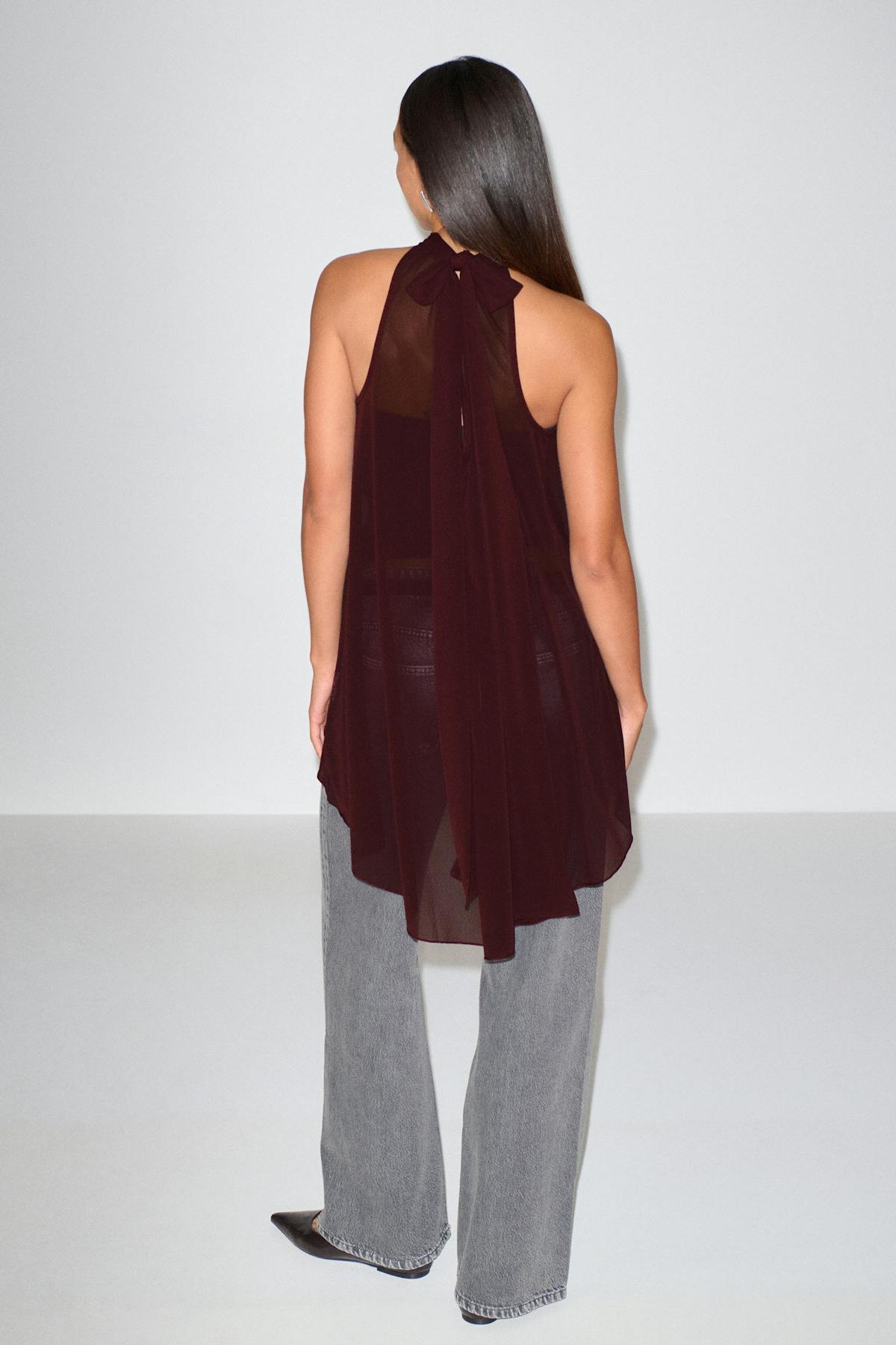 Halterneck tunic top - Bordeaux
