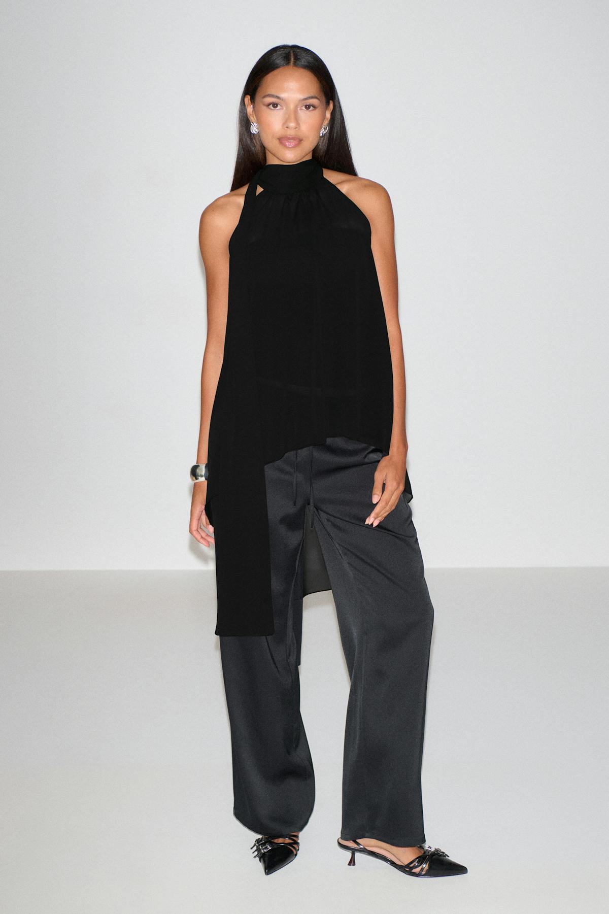 Halterneck tunic top - Noir