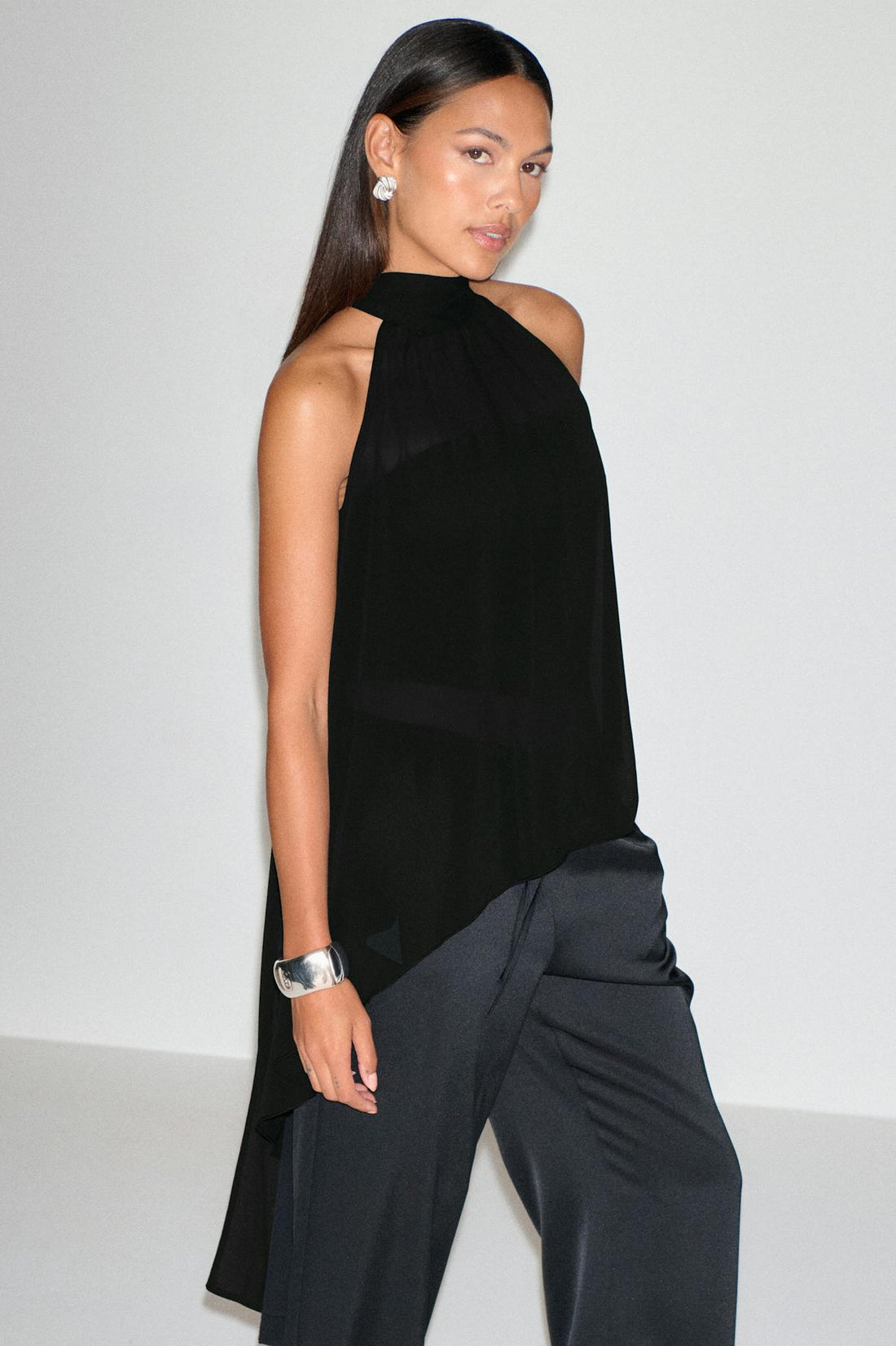 Halterneck tunic top - Noir