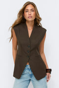High neck vest - Marron foncé