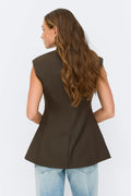 High neck vest - Marron foncé