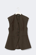 High neck vest - Marron foncé