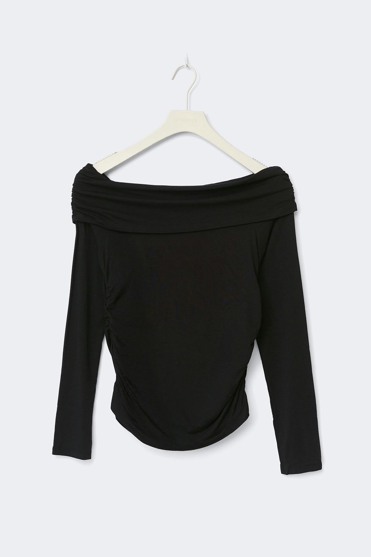 Y ruched off shoulder top - Noir