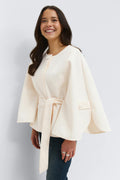 14+ belted cape - Blanc cassé