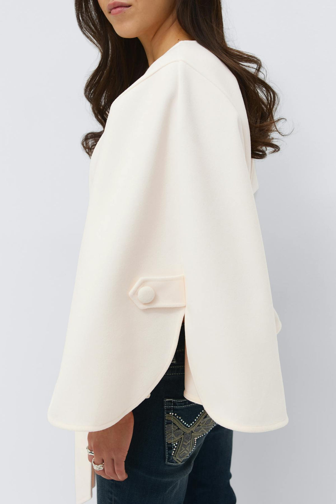 14+ belted cape - Blanc cassé
