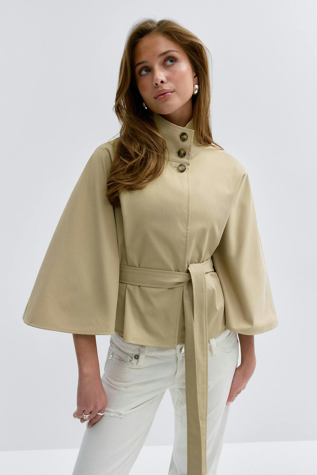 14+ belted trench cape - Beige