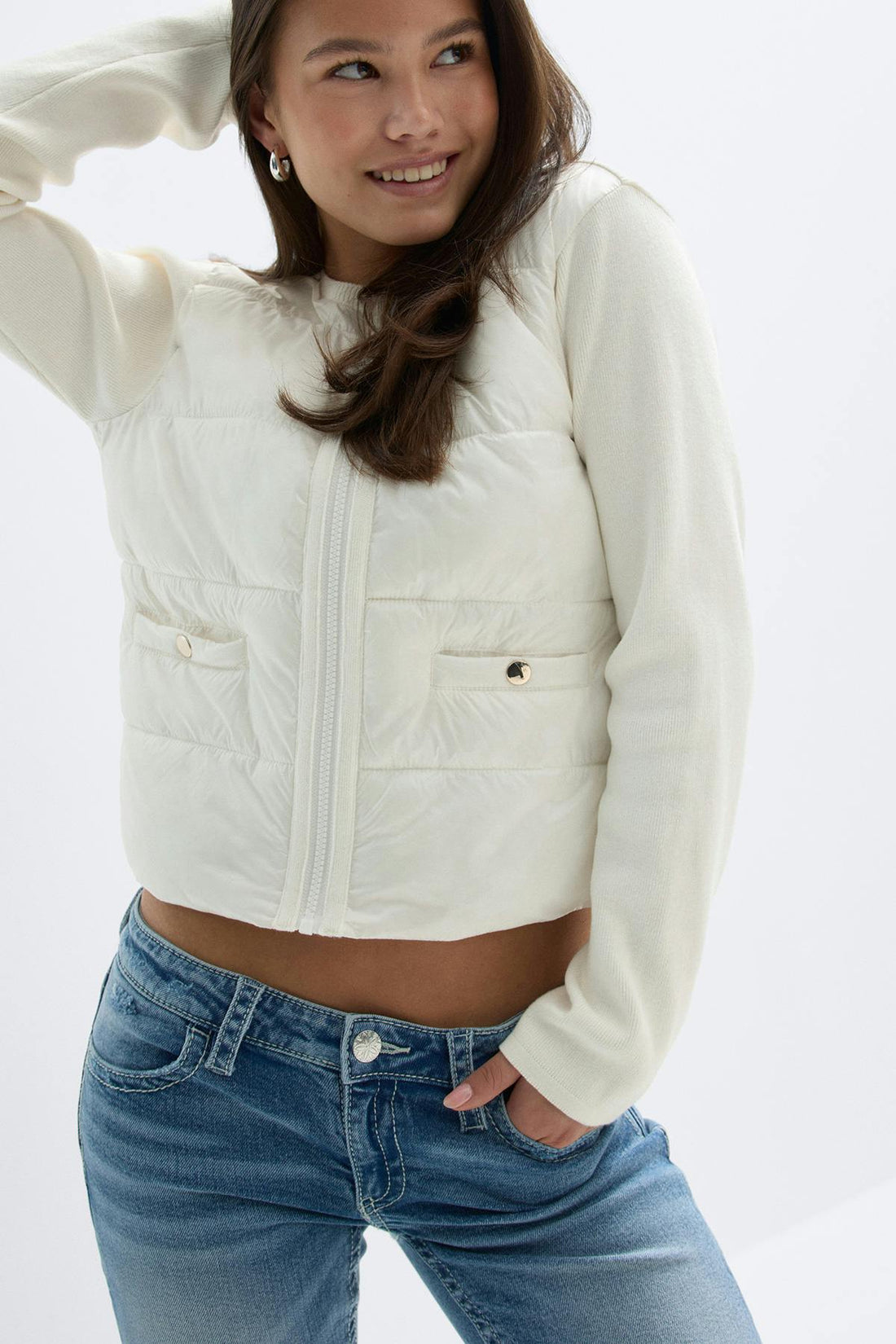 Y padded rib jacket - Creme