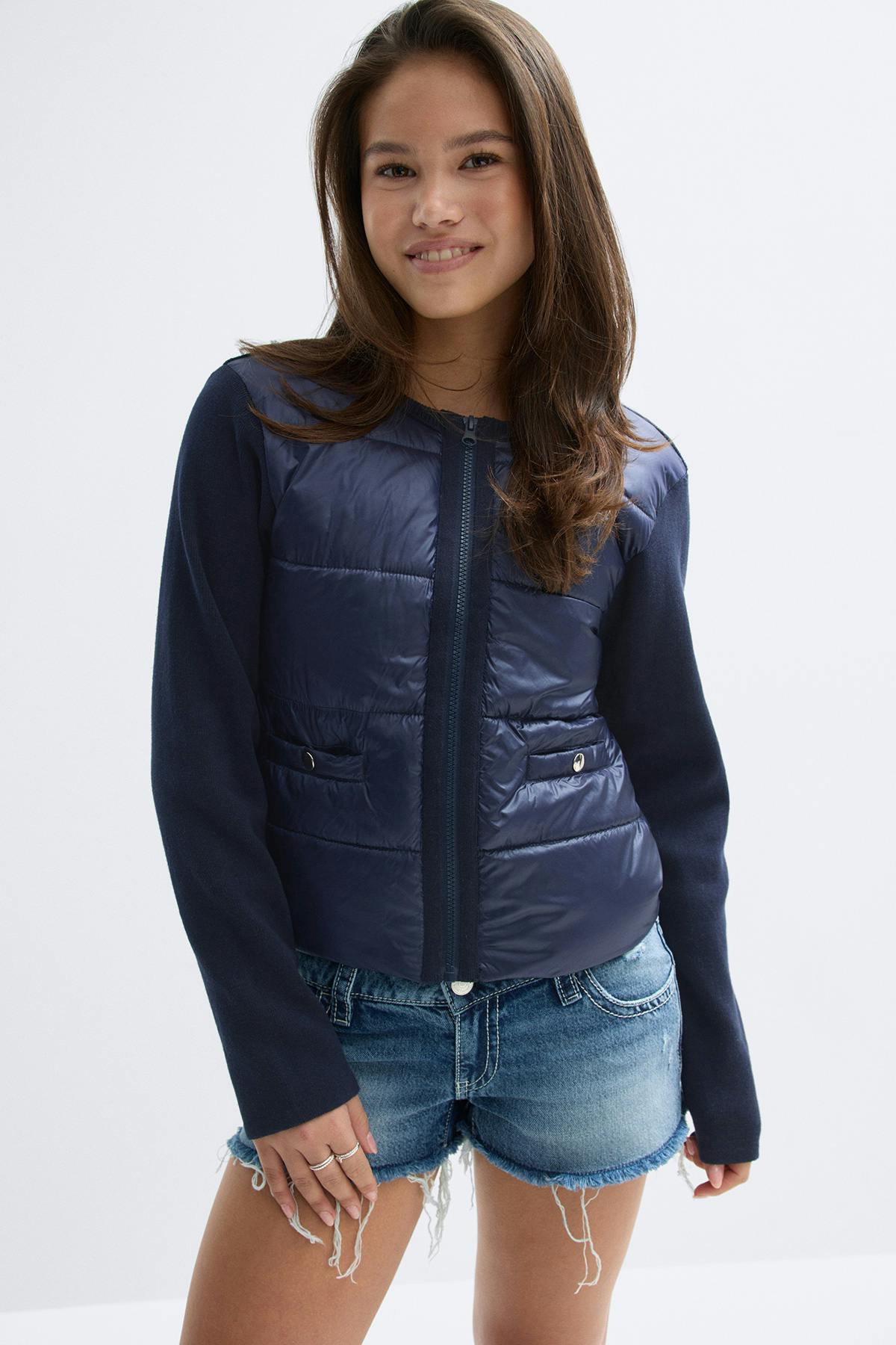 Y padded rib jacket - Bleu marine
