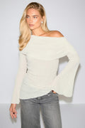 Draped textured top - Creme