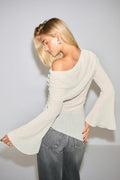 Draped textured top - Creme