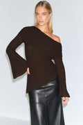 Draped textured top - Creme