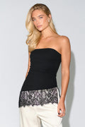 Lace tube top - Noir