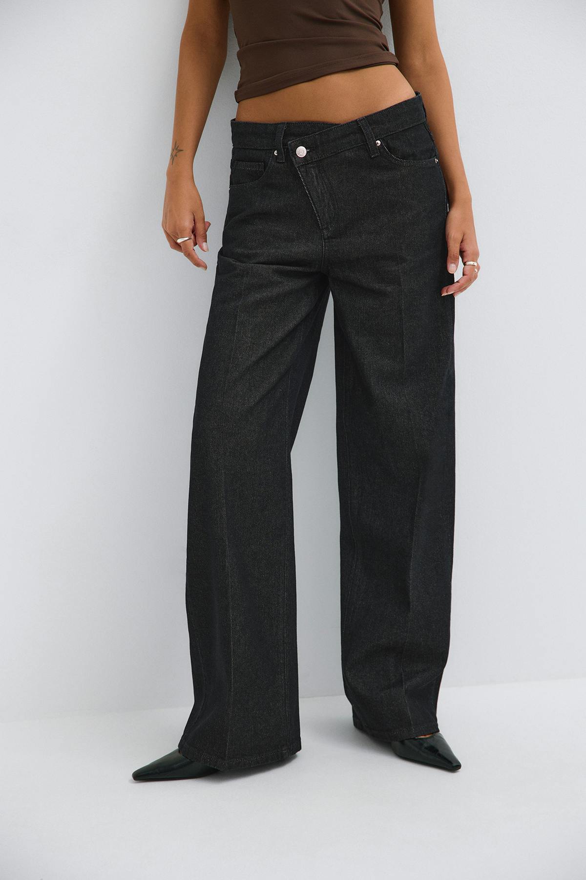 Wrap wide jeans - Rinse
