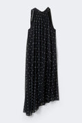 Halterneck asymmetric dress - Black/white dot