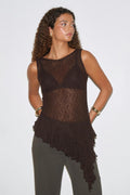 Asymmetric lace top - Chocolate plum