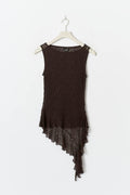 Asymmetric lace top - Chocolate plum