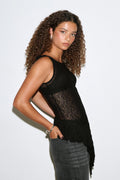 Asymmetric lace top - Noir
