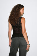 Asymmetric lace top - Noir