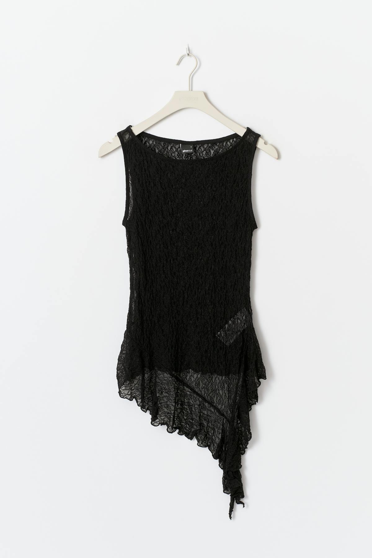 Asymmetric lace top - Noir