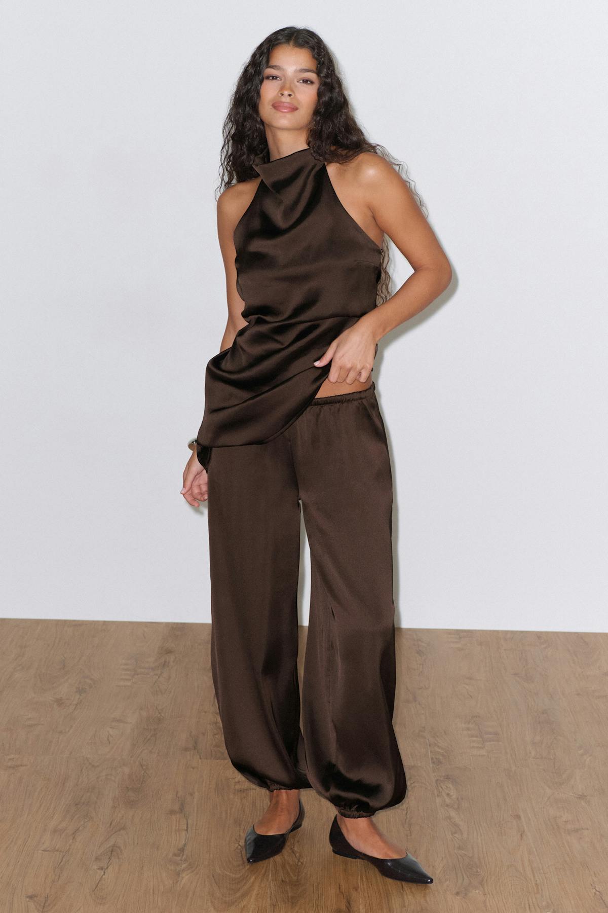 Satin balloon trousers - Noir