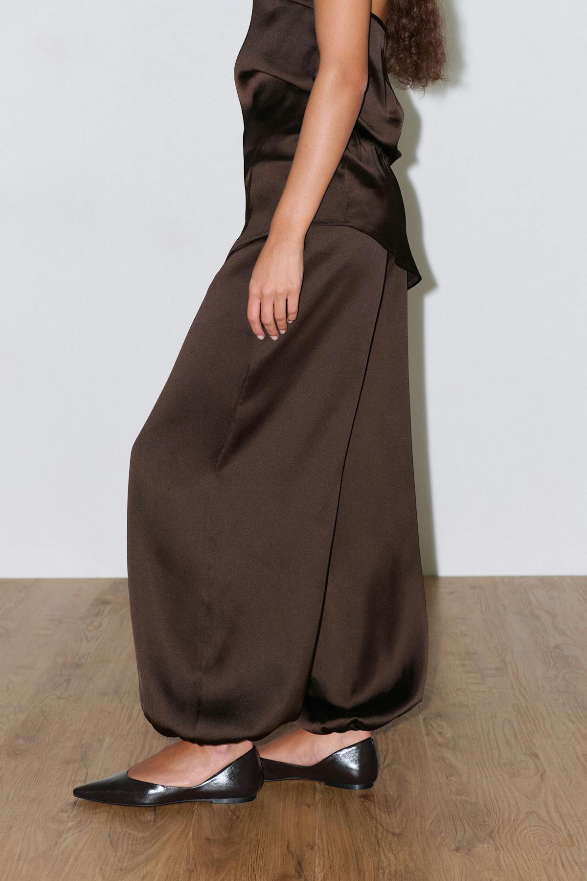 Satin balloon trousers - Chocolate plum