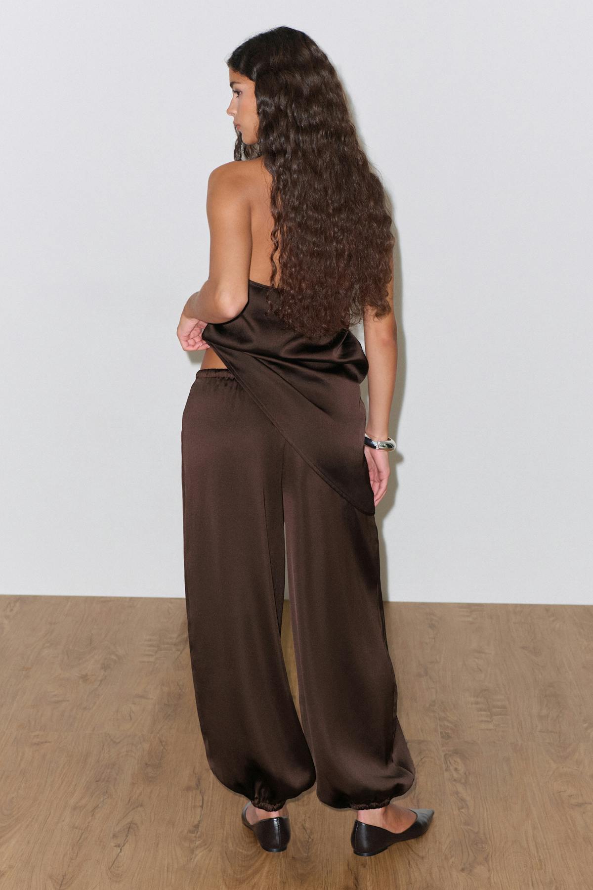 Satin balloon trousers - Chocolate plum