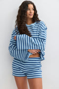 Drawstring shorts - Dusty blue stripe