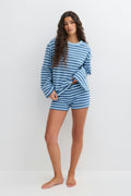Drawstring shorts - Dusty blue stripe