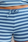 Drawstring shorts - Dusty blue stripe