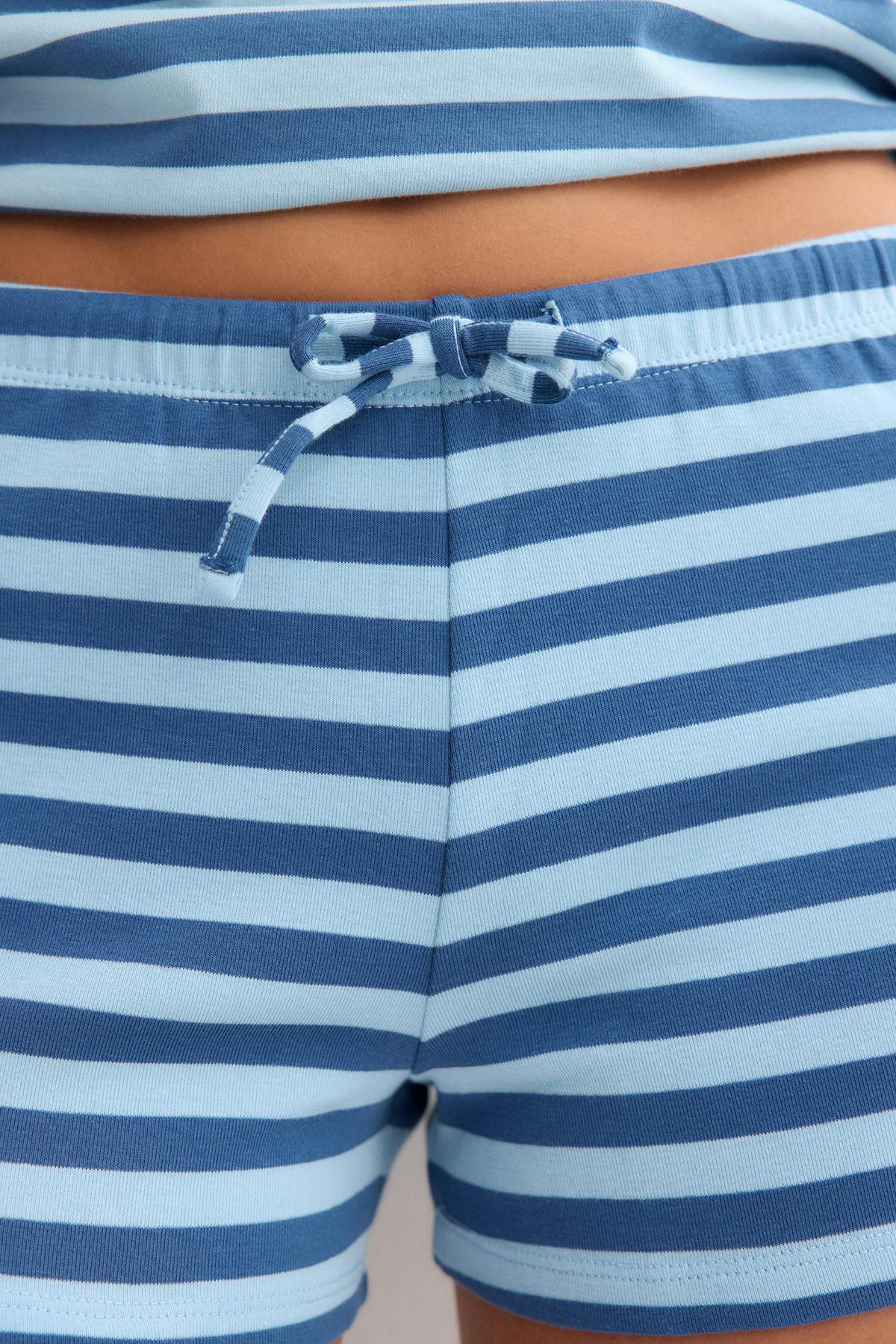 Drawstring shorts - Dusty blue stripe