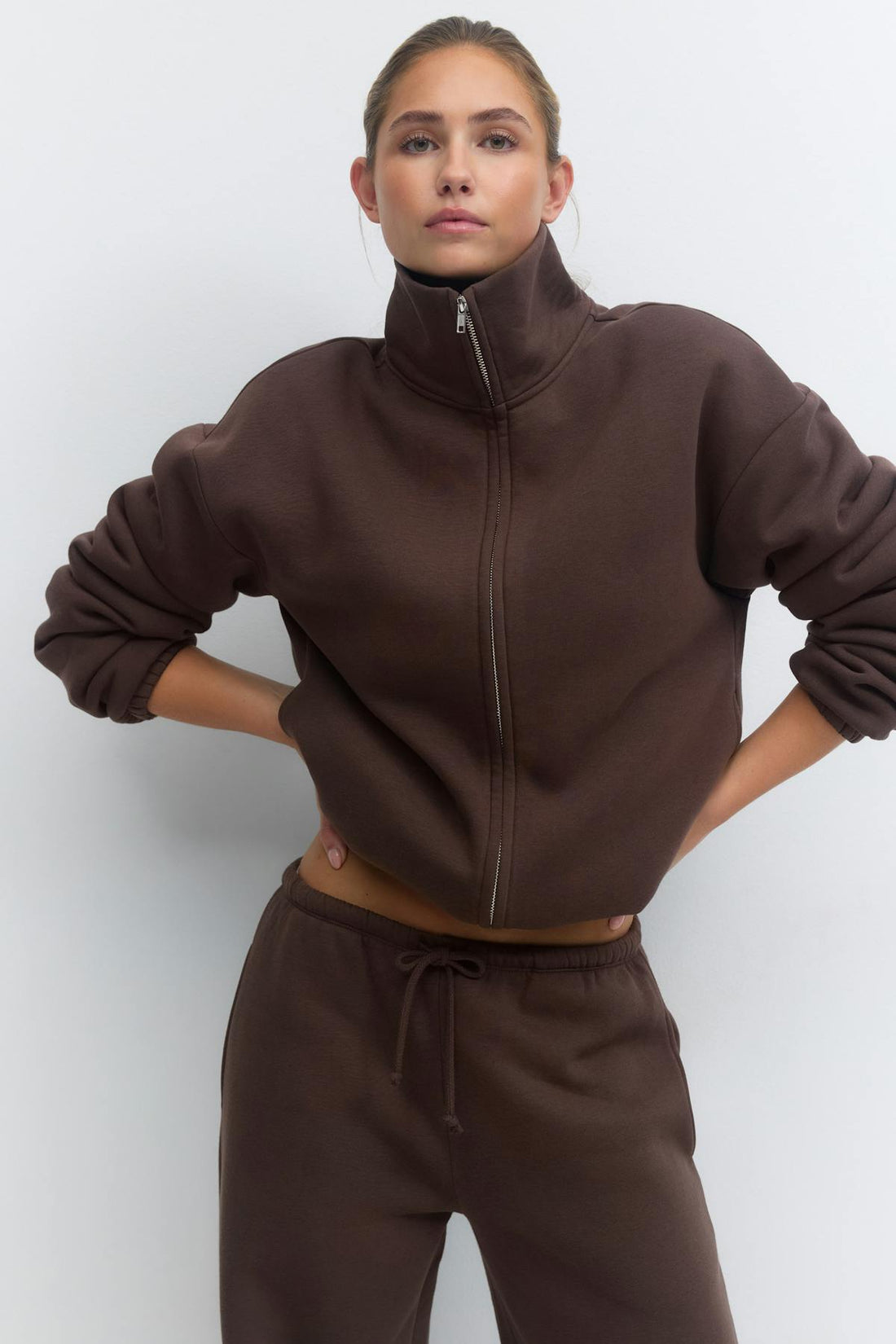 Soft sport zip sweater - Seal brown