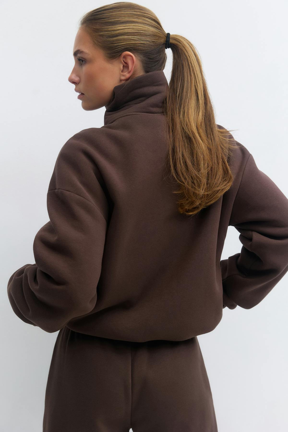 Soft sport zip sweater - Seal brown