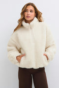 Half zip pile jacket - Gardenia