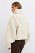 Half zip pile jacket - Gardenia