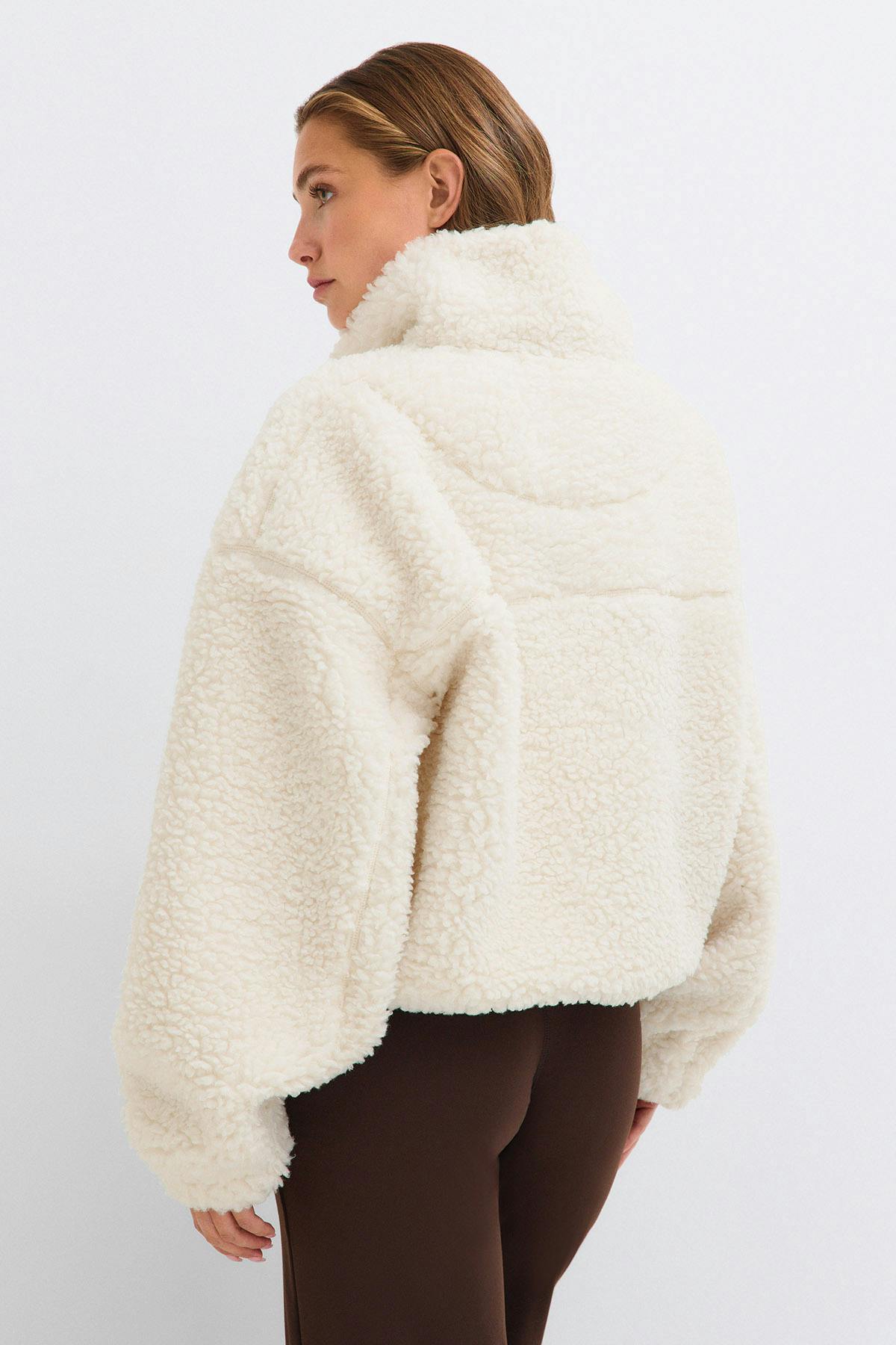 Half zip pile jacket - Gardenia