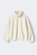 Half zip pile jacket - Gardenia