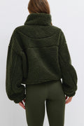Half zip pile jacket - Army green