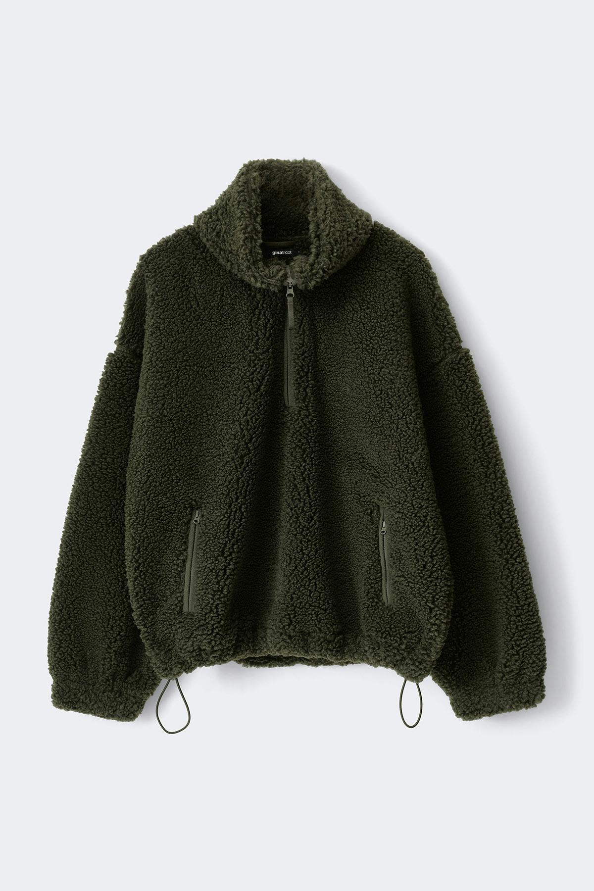 Half zip pile jacket - Army green