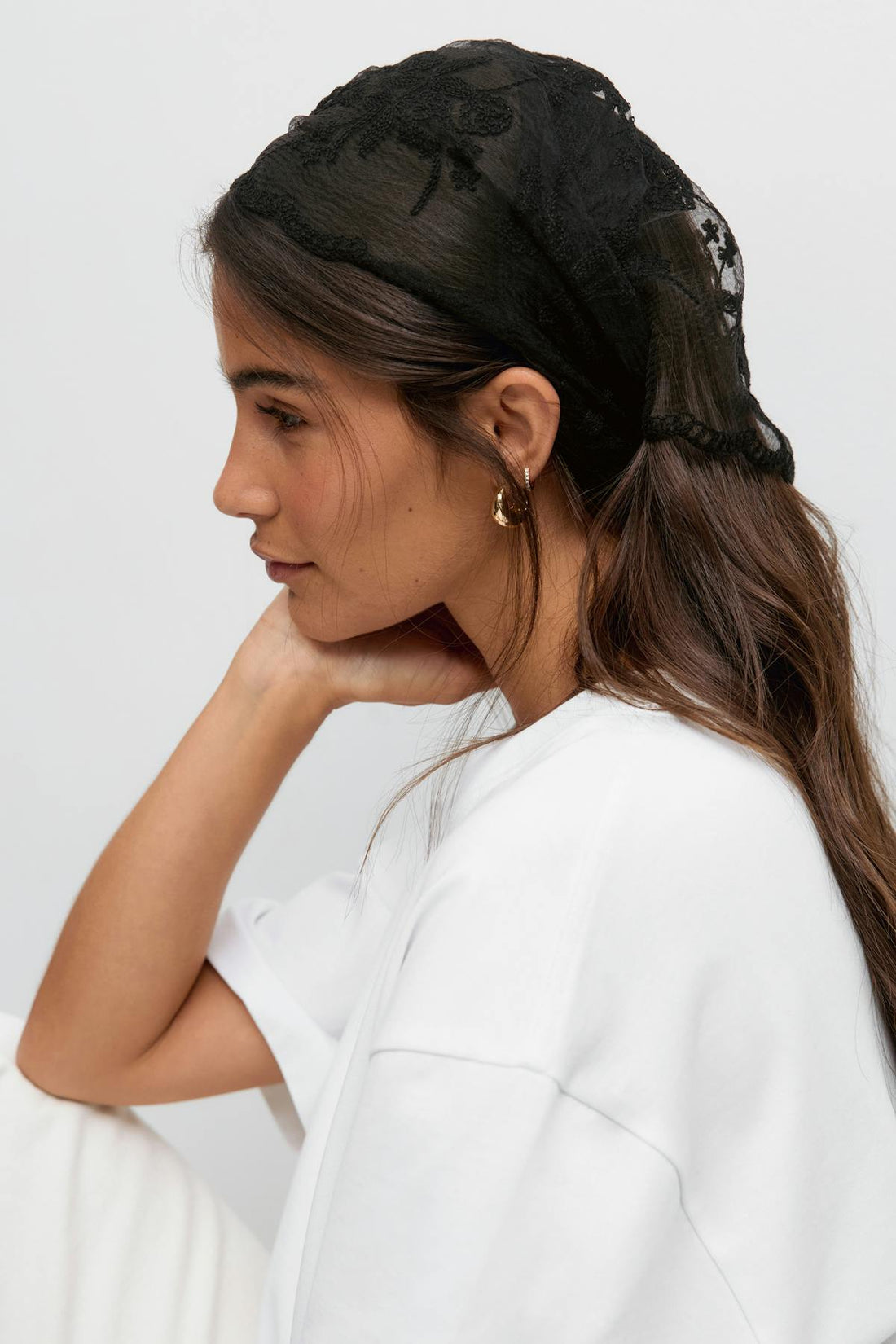 Embroidery hip scarf - Noir