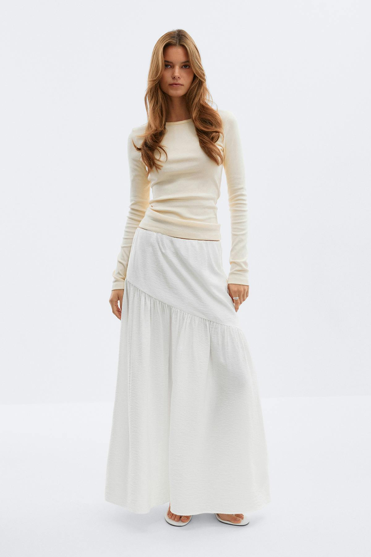 Dropped waist skirt - Creme
