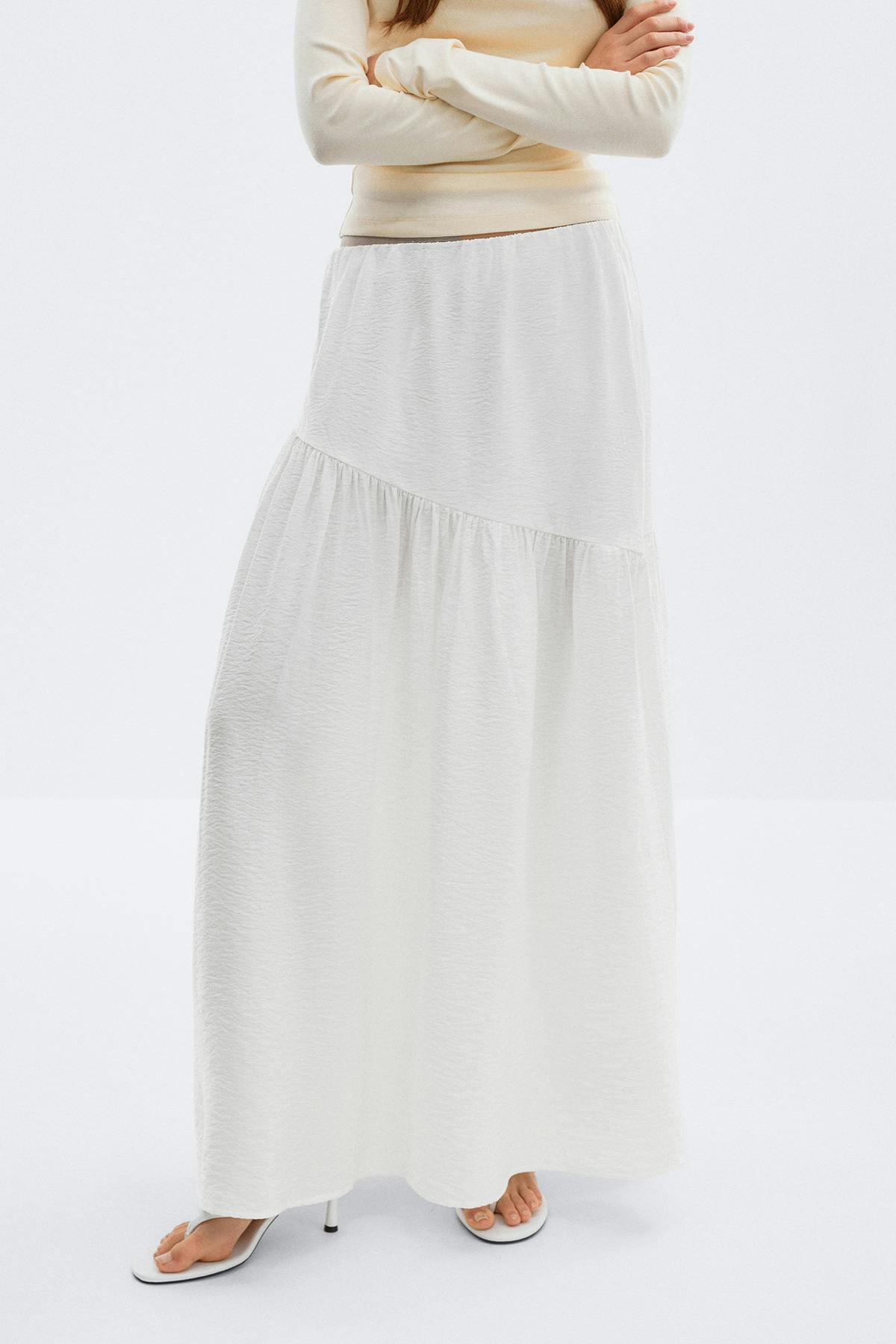 Dropped waist skirt - Creme