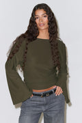 Draped back top - Vert foncé